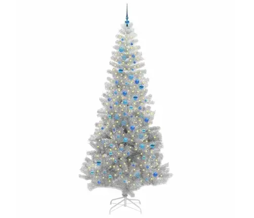 Ziemassvētku Eglīte Su 300 Led Ar Statīvu Sudraba 240 Cm Pet Vidaxl