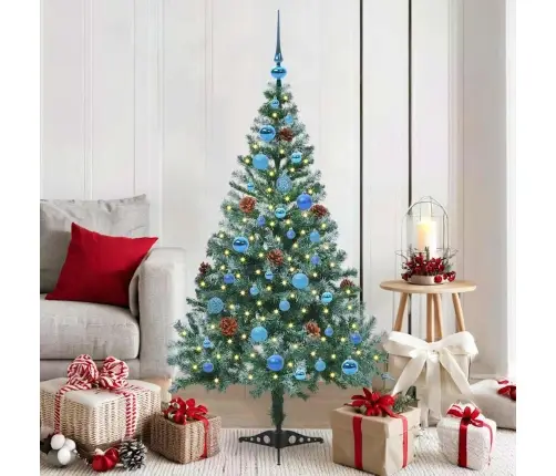 Tehisjõulupuu Koos 150 Led-Iga Roheline 150 Cm Pvc Ja Teras