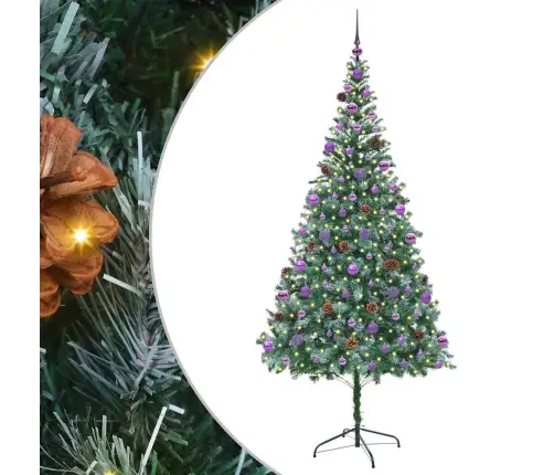 Tehisjõulupuu Koos 300 Led-Iga Roheline 210 Cm Pvc Ja Teras