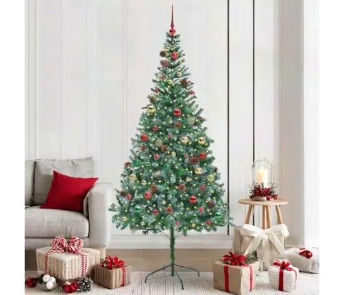 Tehisjõulupuu Koos 300 Led-Iga Roheline 210 Cm Pvc Ja Teras