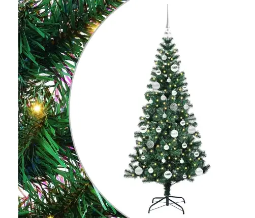 Tehis Pre-Lit Jõulupuu Roheline 150 Cm Pvc Ja Metall