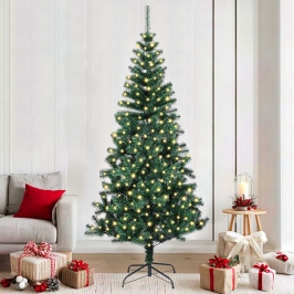 Mākslīgais Led Ziemassvētku Eglīte Zaļa 210 Cm Pvc Un Metāls Vidaxl