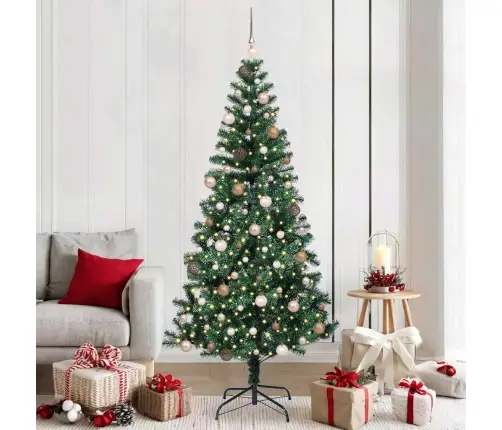 Tehis Pre-Lit Jõulupuu Roheline 210 Cm Pvc Ja Metall
