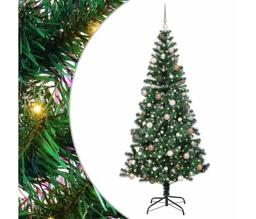 Tehis Pre-Lit Jõulupuu Roheline 210 Cm Pvc Ja Metall