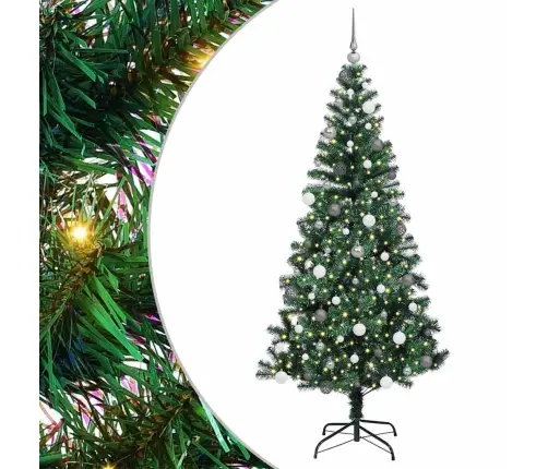 Tehis Pre-Lit Jõulupuu Roheline 210 Cm Pvc Ja Metall