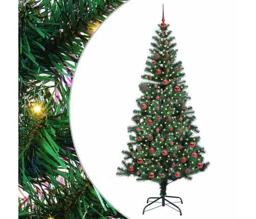 Tehis Pre-Lit Jõulupuu Roheline 210 Cm Pvc Ja Metall