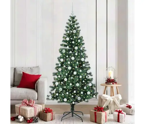 Tehis Pre-Lit Jõulupuu Roheline 210 Cm Pvc Ja Metall