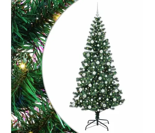 Tehis Pre-Lit Jõulupuu Roheline 210 Cm Pvc Ja Metall