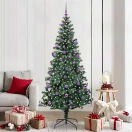 Mākslīgais Led Ziemassvētku Eglīte Zaļa 210 Cm Pvc Un Metāls Vidaxl