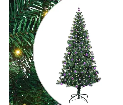 Tehis Pre-Lit Jõulupuu Roheline 240 Cm Pvc Ja Metall