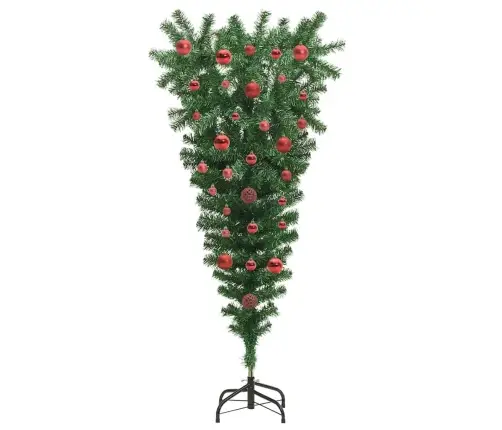 Apgriezts Mākslīgais Iepriekš Apgaismotais Ziemassvētku Koks Ar Bumbiņu Komplektu Vidaxl