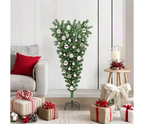 Upside-Down Kunstlikku Eelvalgustatud Jõulupuu Kuulisetiga