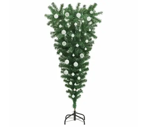 Apgriezts Mākslīgais Iepriekš Apgaismotais Ziemassvētku Koks Ar Bumbu Komplektu Vidaxl