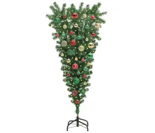 Apvertas Dirbtinis Iš Anksto Apšviestas Kalėdų Medis Su Kamuoliukų Rinkiniu