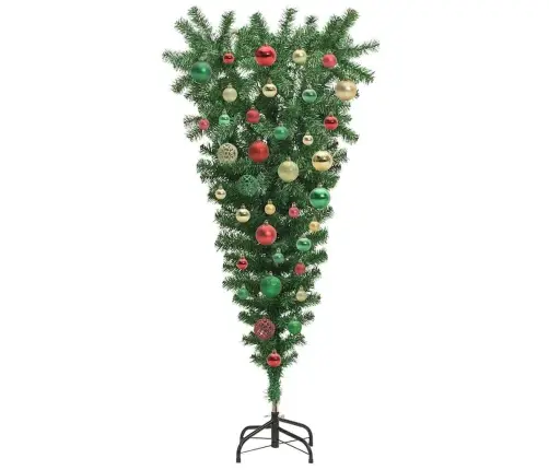 Apvertas Dirbtinis Iš Anksto Apšviestas Kalėdų Medis Su Kamuoliukų Rinkiniu