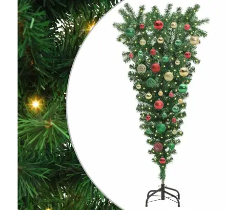 Apvertas Dirbtinis Iš Anksto Apšviestas Kalėdų Medis Su Kamuoliukų Rinkiniu