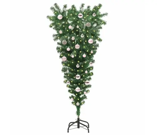 Lejupejošs Mākslīgais Iepriekš Apgaismots Ziemassvētku Koks Ar Bumbiņu Komplektu Vidaxl