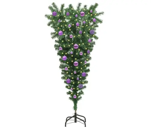 Apgrieztais Mākslīgais Ziemassvētku Koks Ar Bumbiņu Komplektu Vidaxl