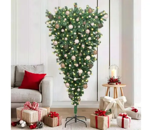 Apgriezts Mākslīgais Iepriekš Izgaismotais Ziemassvētku Koks Vidaxl