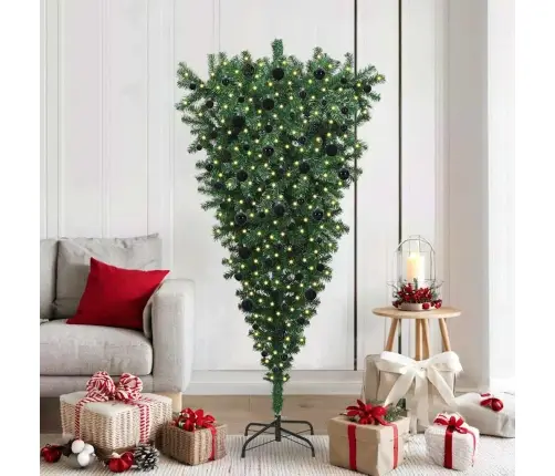 Apkārtēji Uzstādīts Mākslīgais Piramīdveida Ziemassvētku Koks Ar Bumbiņu Komplektu Vidaxl