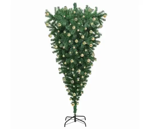 Apgriezts Mākslīgs Iepriekš Izgaismots Ziemassvētku Koks Ar Bumbiņu Komplektu Vidaxl