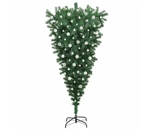 Apgriezts Mākslīgais Iepriekš Apgaismotais Ziemassvētku Koks Ar Bumbiņu Komplektu Vidaxl