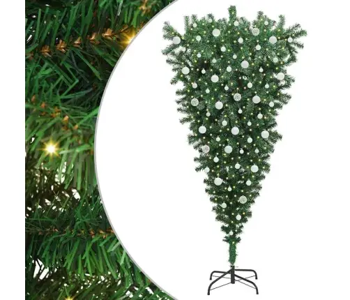 Apgriezts Mākslīgais Iepriekš Apgaismotais Ziemassvētku Koks Ar Bumbiņu Komplektu Vidaxl