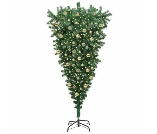 Apverstas Dirbtinis Šviesų Kalėdų Medis Su Kamuoliukų Rinkiniu