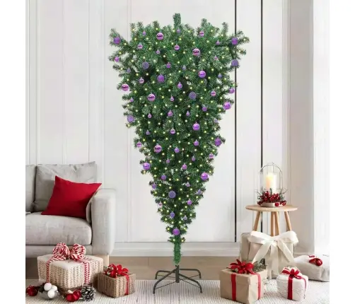 Apverstas Dirbtinis Išankstinio Apšvietimo Kalėdų Medis Su Kamuoliu