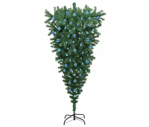 Apgrieztu Mākslīgo Iepriekš Apgaismotu Ziemassvētku Eglīti Ar Bumbu Komplektu Vidaxl