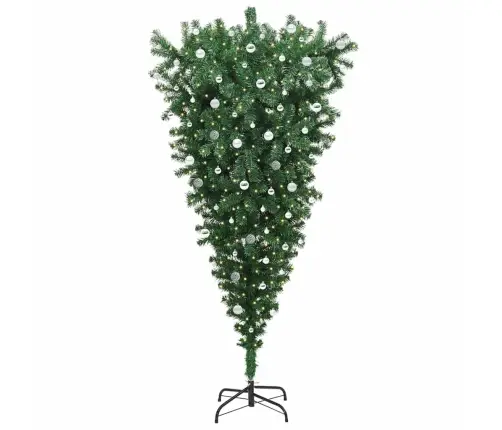 Apgriezts Mākslīgais Ziemassvētku Koks Ar Iepriekš Iedegtiem Bumbiņu Komplektiem Vidaxl