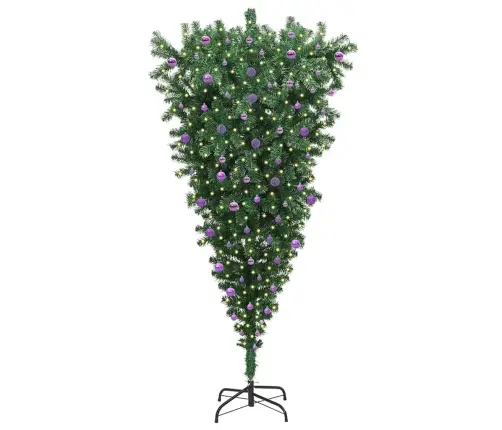 Upside-Down Kunstlik Eelvalgustatud Jõulupuu Pallikomplektiga