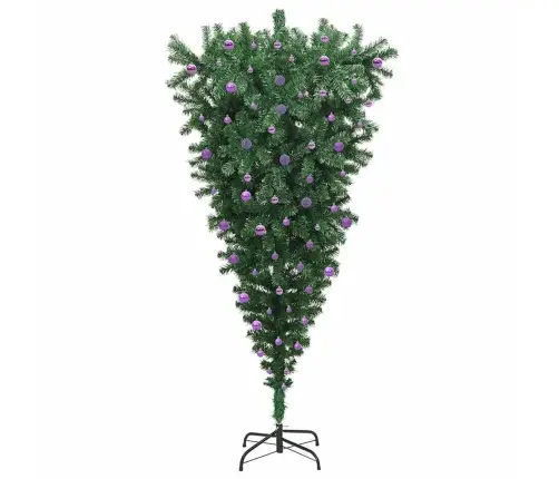 Upside-Down Kunstlik Eelvalgustatud Jõulupuu Pallikomplektiga