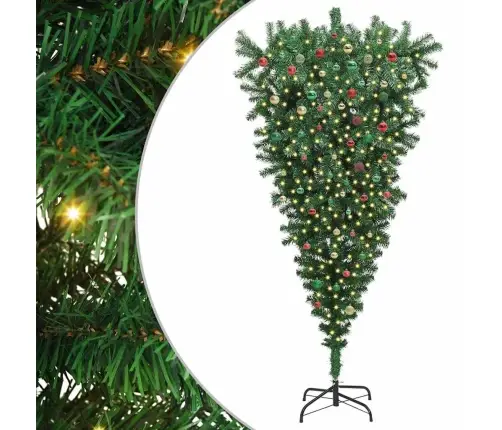 Tagurpidi Kunstlik Eelvalgustatud Jõulupuu Koos Pallikomplektiga