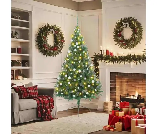 Tehis Pre-Lit Jõulupuu Koos 300 Led-Iga Roheline 180 Cm Pvc Tehis Pre-Lit Jõulupuu Koos 300 Led-Iga Roheline 180 Cm Pvc