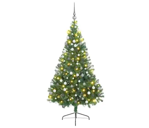 Mākslīgais Iepriekš Apgaismotais Ziemassvētku Koks Zaļa 210 Cm Vidaxl