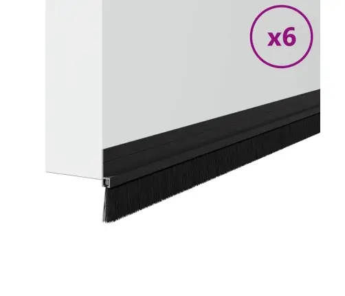 Pašlīpojošas Durvju Birstes 6 Pcs Melna 100 Cm Vidaxl