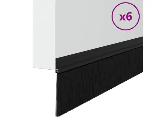 Pašlīpojošas Durvju Birstes 6 Pcs Melna 100 Cm Vidaxl
