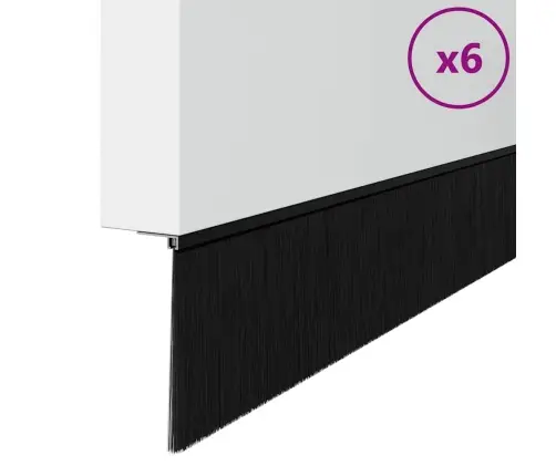 Pašlīpojošas Durvju Birstes 6 Pcs Melna 100 Cm Vidaxl