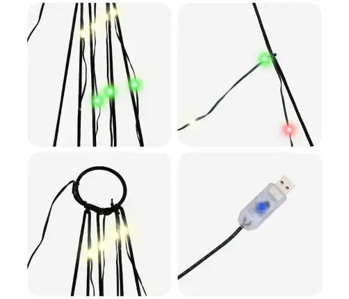 Led Ziemassvētku Koks Su 276 Led Daudzkrāsains 511 Cm Metāla Vidaxl