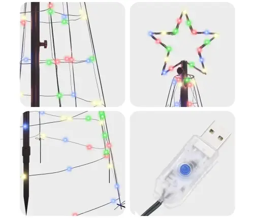 Led Jõulupuu Maapinna Tahvlitega Mitmevärviline 250 Cm Raud