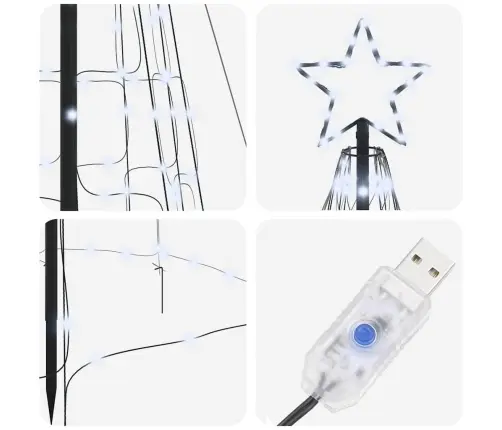 Led Kalėdinė Eglutė Su Žemės Kuoleliais Šalta Balta 400 Cm Led Kalėdinė Eglutė Su Žemės Kuoleliais Šalta Balta 400 Cm