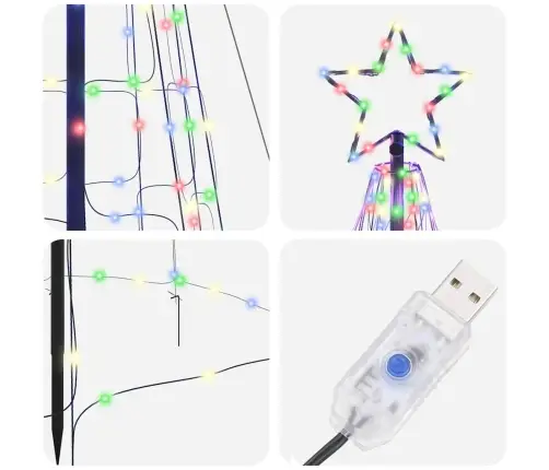 Led Jõulupuu Maapinna Tahvlitega Mitmevärviline 400 Cm Raud