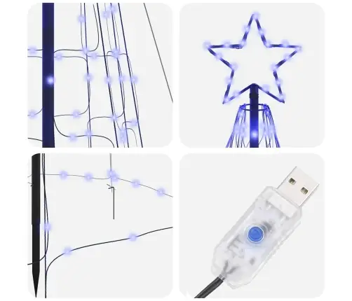 Led Jõulupuu Maapinna Tahvlitega Maapikidega Sinine 400 Cm Raud