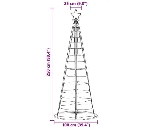 Led Ziemassvētku Koks Su 390 Led Daudzkrāsains 250 Cm Dzelzs Vidaxl