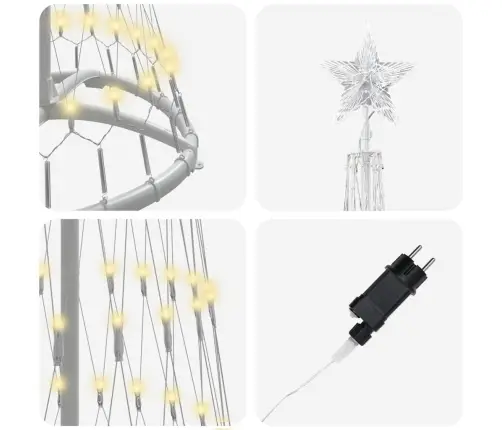 Led Jõulupuu Koos 230 Led-Iga Soe Valge 51 X 51 X 190 Cm Metall