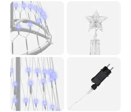 Led Ziemassvētku Koks Zila 138.5 X 138.5 X 399 Cm Metāla Vidaxl