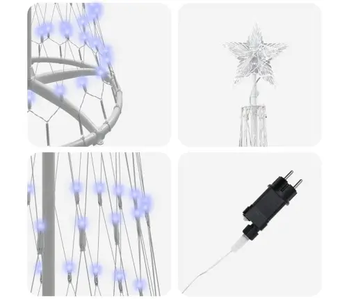 Led Ziemassvētku Koks Zila 138.5 X 138.5 X 399 Cm Metāla Vidaxl