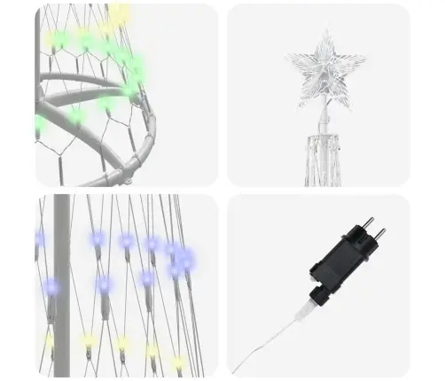 Led Kalėdų Medis Įvairiaspalvis 70 X 70 X 250 Cm Metalas