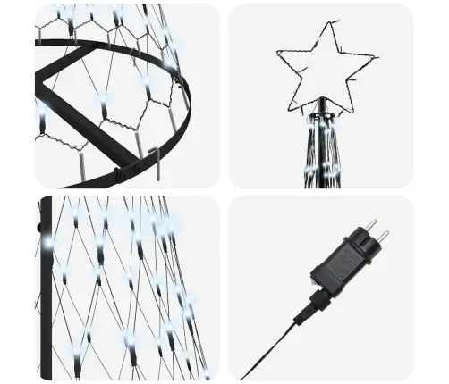 Led Jõulupuu Koos Alusega Külm Valge 71 X 71 X 184.5 Cm Metall